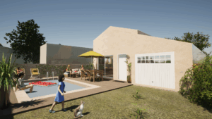 Vue opposée du projet de construction sur terrain viabilisé à Sinsans, dans un cadre résidentiel