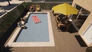 Illustration d’un projet de villa avec piscine sur le terrain constructible à vendre à Sinsans