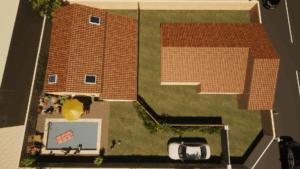 Vue du projet de division parcellaire avec implantation des villas sur le terrain à Sinsans